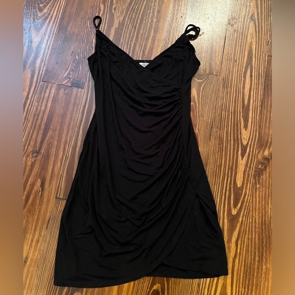 URBAN OUTFITTERS Black Tulip Hem Little Black Dress Spaghetti Straps Adjustable - Picture 3 of 5
